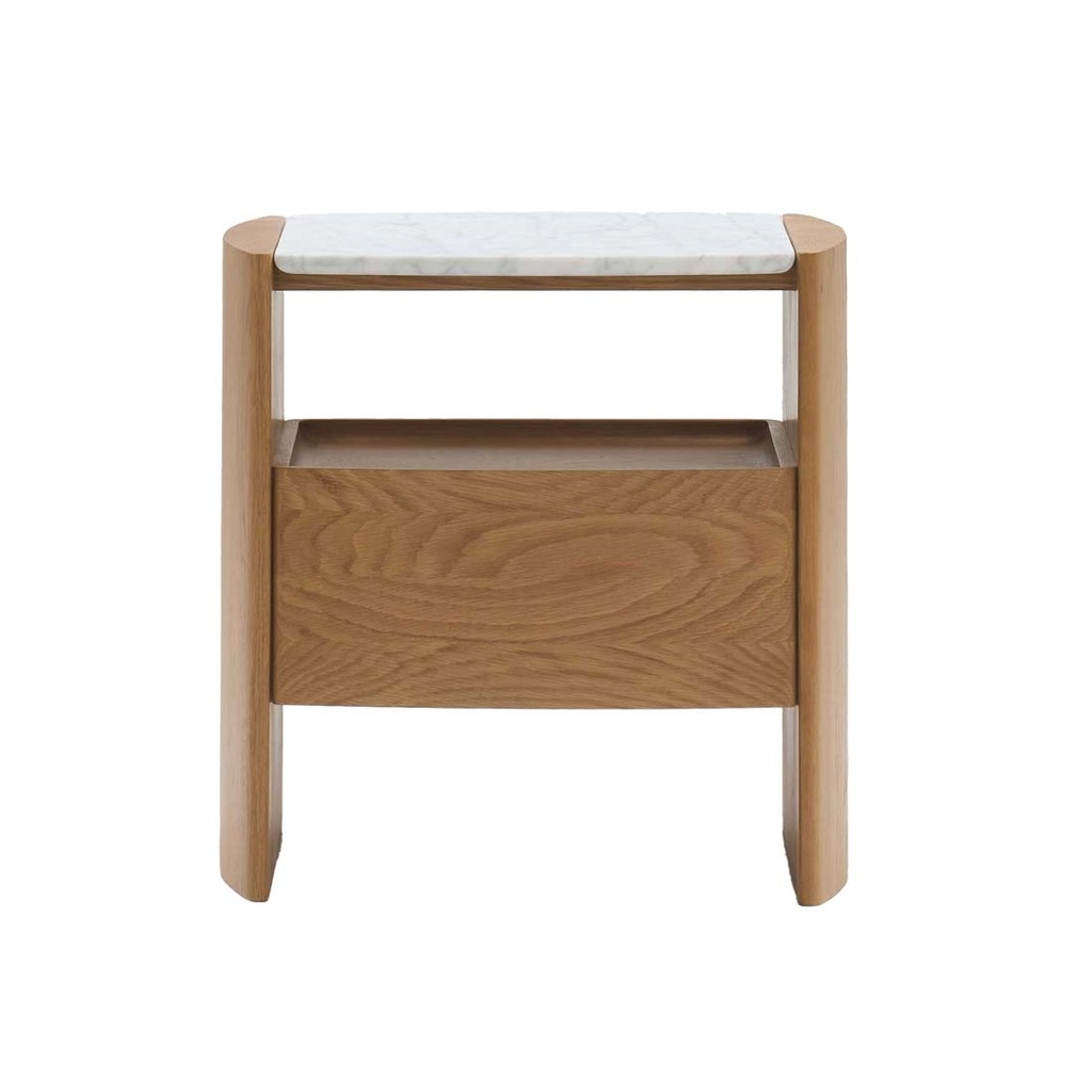 [SKETCH-TATHRA-BEDSIDE-WHITE-MARBLE-LIGHT-OAK-SIDE-SKE-TATH-MAR-X-LIGHT-OAK] Tolv Tathra Bedside - White Marble - Light Oak