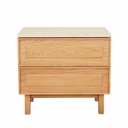 Tolv Yorke Marble Bedside - Natural Travertine - Light Oak
