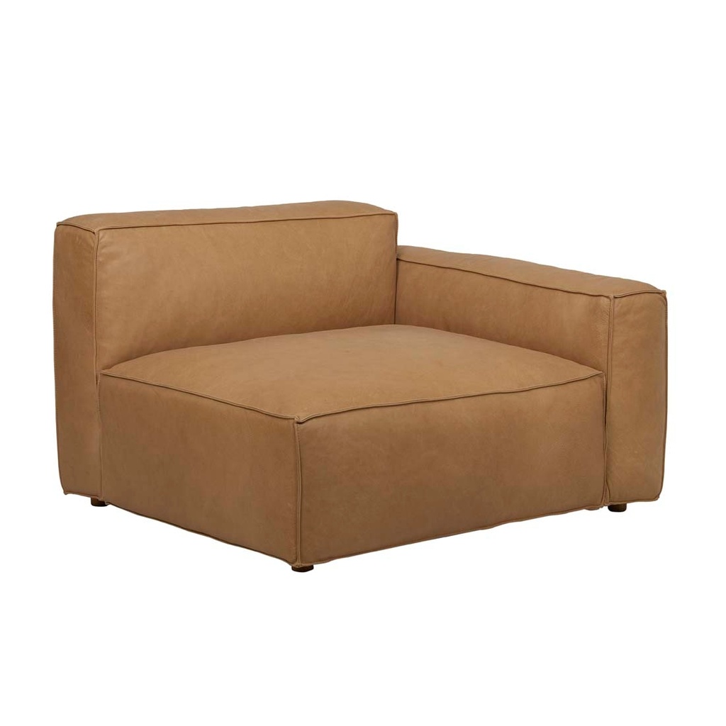 Tolv Baker 1 Seater Right Arm Sofa - Camel Leather