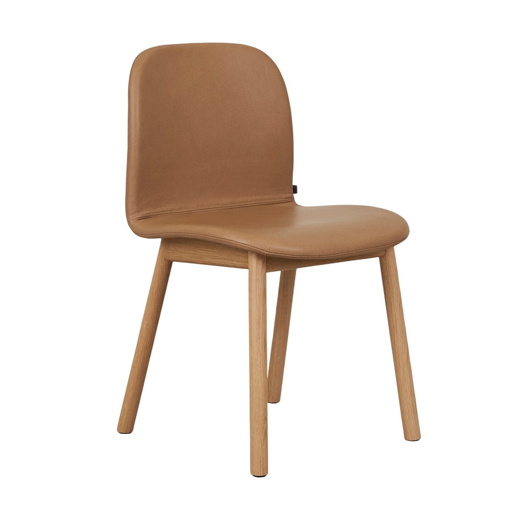 [TOLV-COM-2-DINING-CHAIR-PECAN-LEATHER-LIGHT-OAK-CH-TOLV-COM2-UPH-LIGHT-OAK] Tolv Com Dining Chair - Pecan Leather - Light Oak