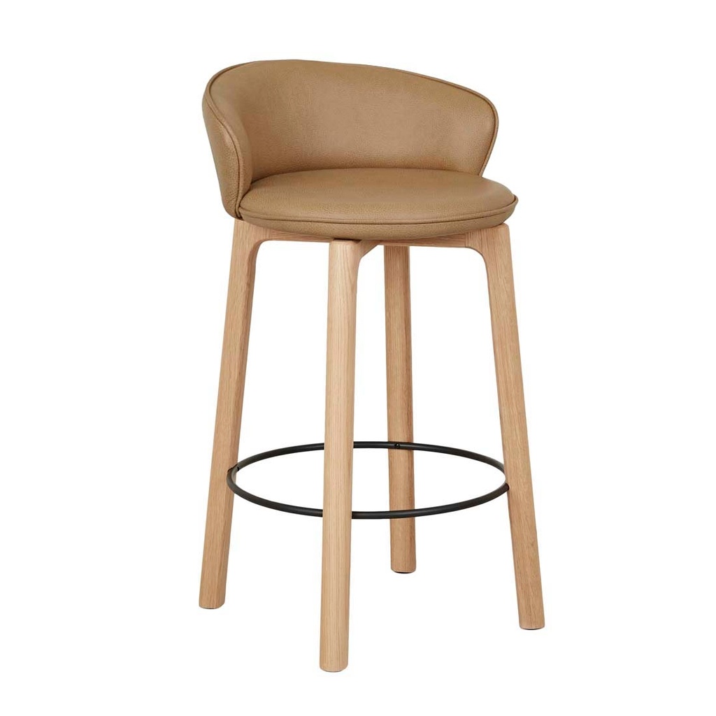 [TOLV-GLIDE-BARSTOOL-PECAN-LEATHER-LIGHT-OAK-BS-SKE-GLI-ARM-LW2-LIGHT-OAK] Tolv Glide Barstool - Pecan Leather - Light Oak