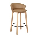 Tolv Glide Barstool - Pecan Leather - Light Oak