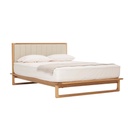 Tolv Hover Bed - Limestone Leather - Light Oak