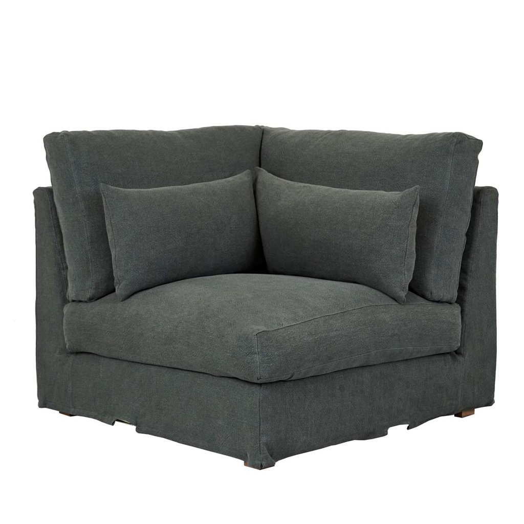 Tolv Island Corner Sofa - Kale Linen