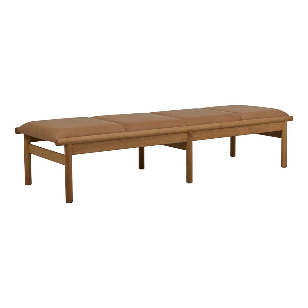 [TOLV-NEUF-BENCH-SEAT-CAMEL-LEATHER-LIGHT-OAK-BEN-TOLV-NEUF-LIGHT-OAK] Tolv Neuf Bench Seat - Camel Leather - Light Oak