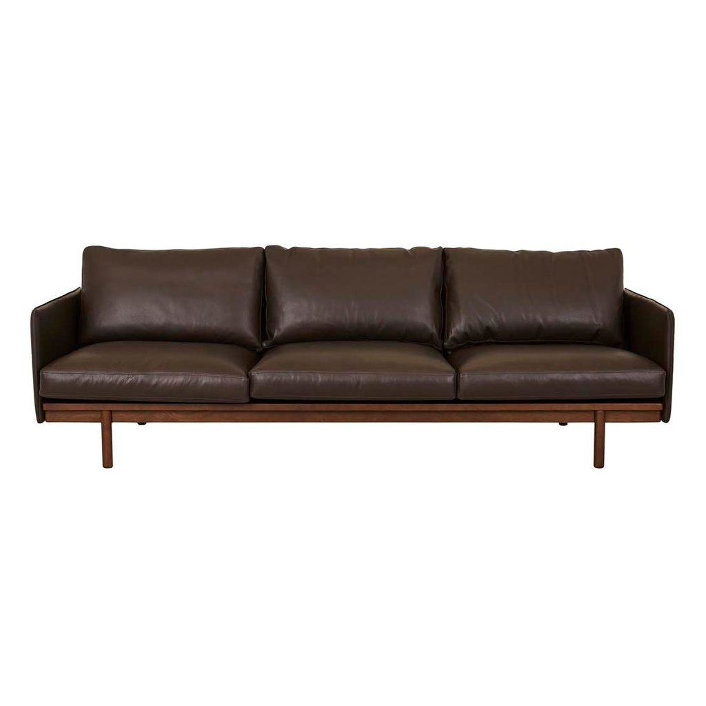 Tolv Pensive 3 Seater Sofa - Cigar Leather - Smoked Oak