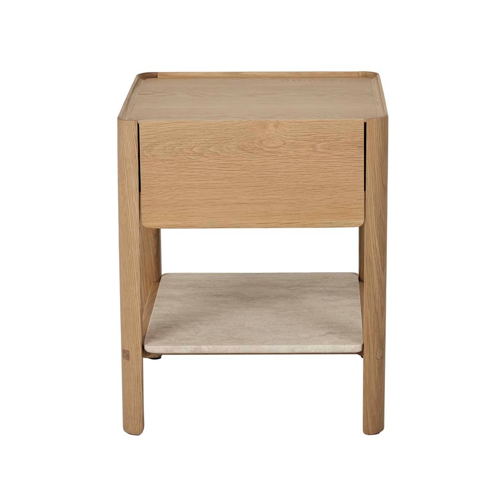 [TOLV-TYE-MARBLE-BEDSIDE-LIGHT-OAK-NATURAL-TRAVERTINE-SIDE-SKE-TYE-MAR-NATURAL-TRAVERTINE] Tolv Tye Marble Bedside - Light Oak - Natural Travertine