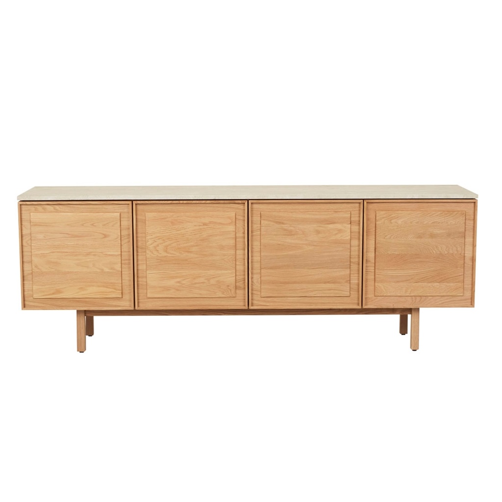 Tolv Yorke Marble Buffet - Light Oak - Natural Travertine