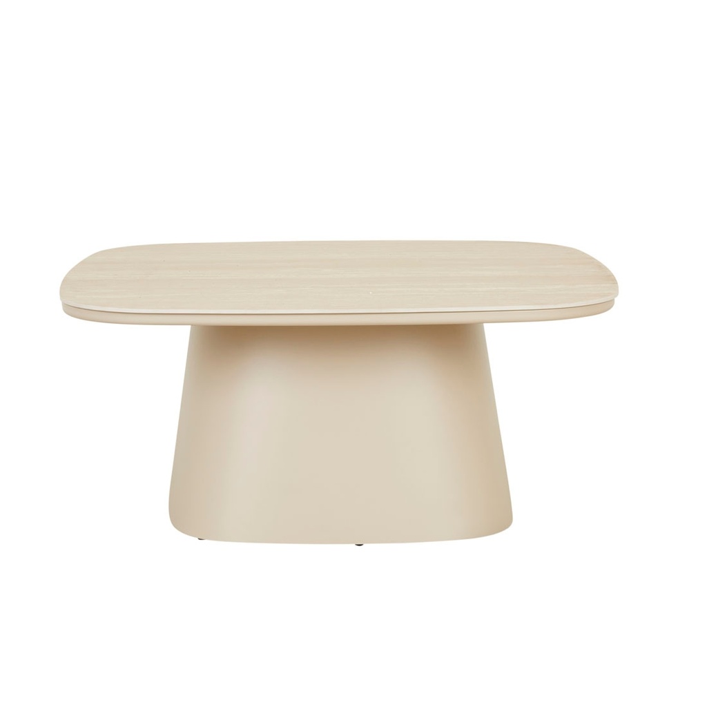 Valencia Curve Coffee Table - Faux Travertine - Beige
