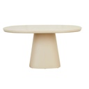 Valencia Curve Dining Table - Faux White Travertine - Beige