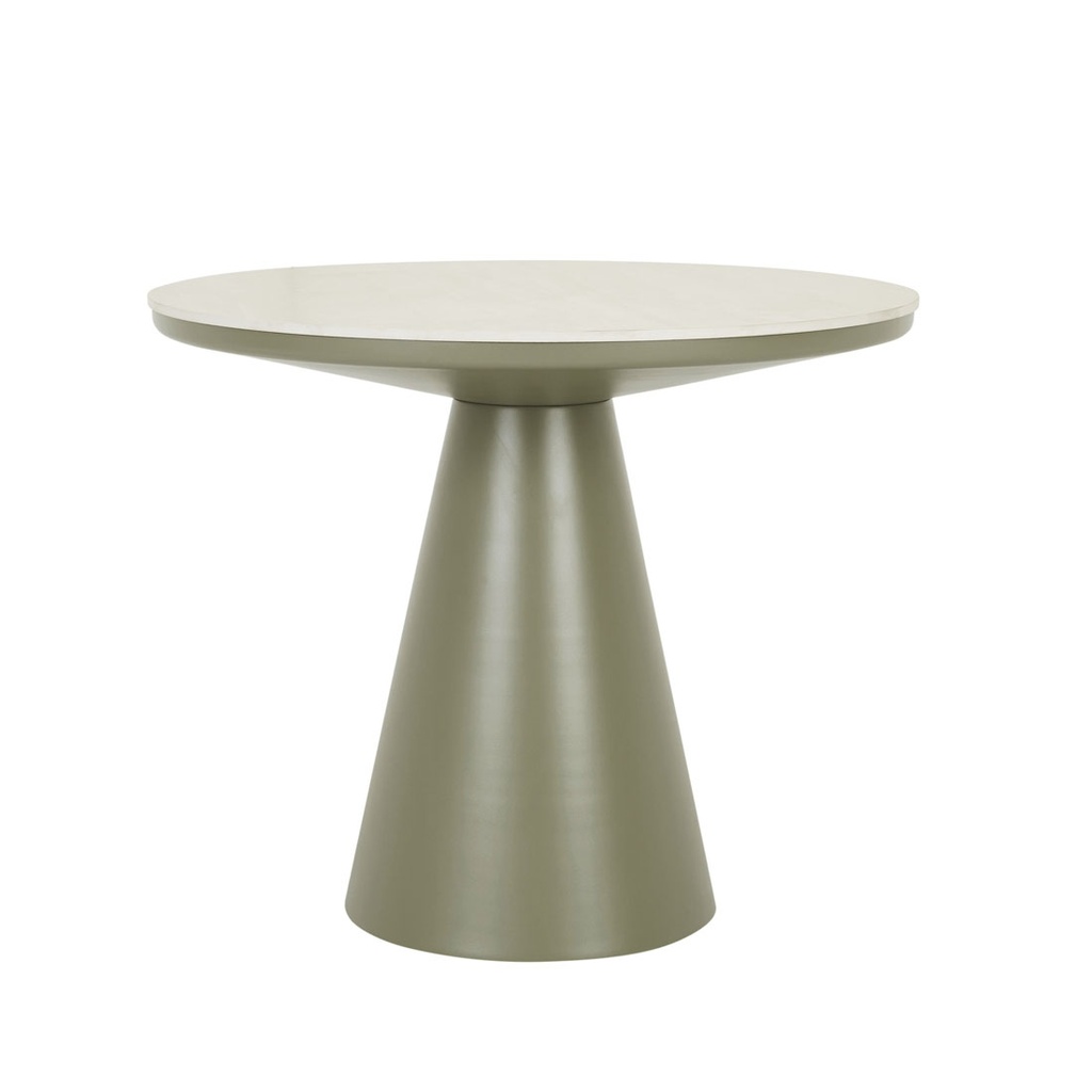 [VALENCIA-ROUND-DINING-TABLE-FAUX-WHITE-TRAVERTINE-JUNGLE-GREEN-DT-VALE-RND-X-JUNGLE-GREEN] Valencia Round Dining Table - Faux White Travertine - Jungle Green
