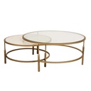 Verona Charm Nest of 2 Coffee Tables - Crema Beige Marble - Antique Brass