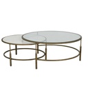 Verona Charm Nest of 2 Coffee Tables - White Marble - Antique Brass