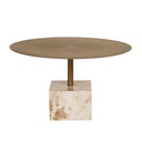 Verona Pillar Coffee Table - Latte - Antique Brass