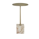Verona Pillar Side Table - Latte - Antique Brass