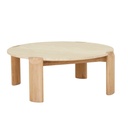 Willa Marble Coffee Table - Natural Travertine - Light Oak