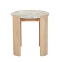 Willa Marble Side Table - Grey Marble - Light Oak