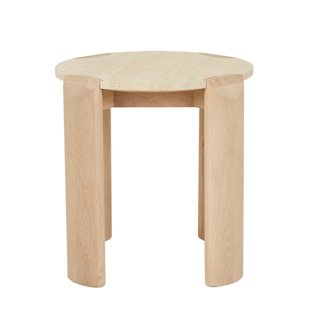 [WILLA-MARBLE-SIDE-TABLE-NATURAL-TRAVERTINE-LIGHT-OAK-LTO-WILLA-MAR-LIGHT-OAK] Willa Marble Side Table - Natural Travertine - Light Oak
