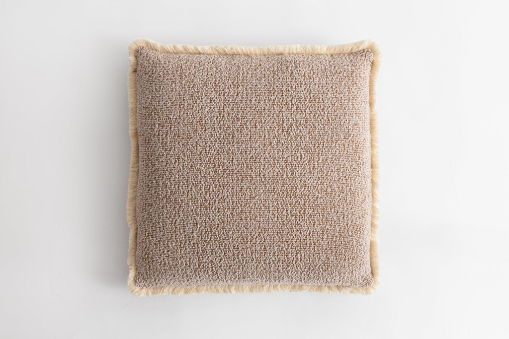 [BOW-FRI-SN] Bowie Square Cushion Sepia & Natural Fringe