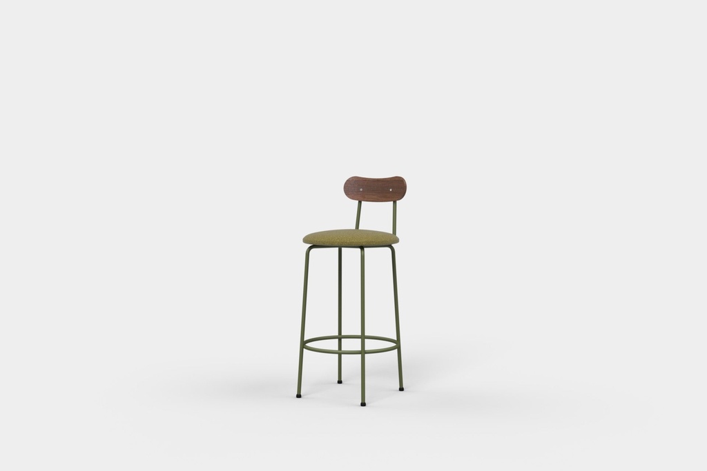 Kai Bar Stool Low Upholstered Seat and Veneer Back