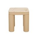 Frankie Marble Side Table - Matt Brown Vein Marble - Gloss Camel