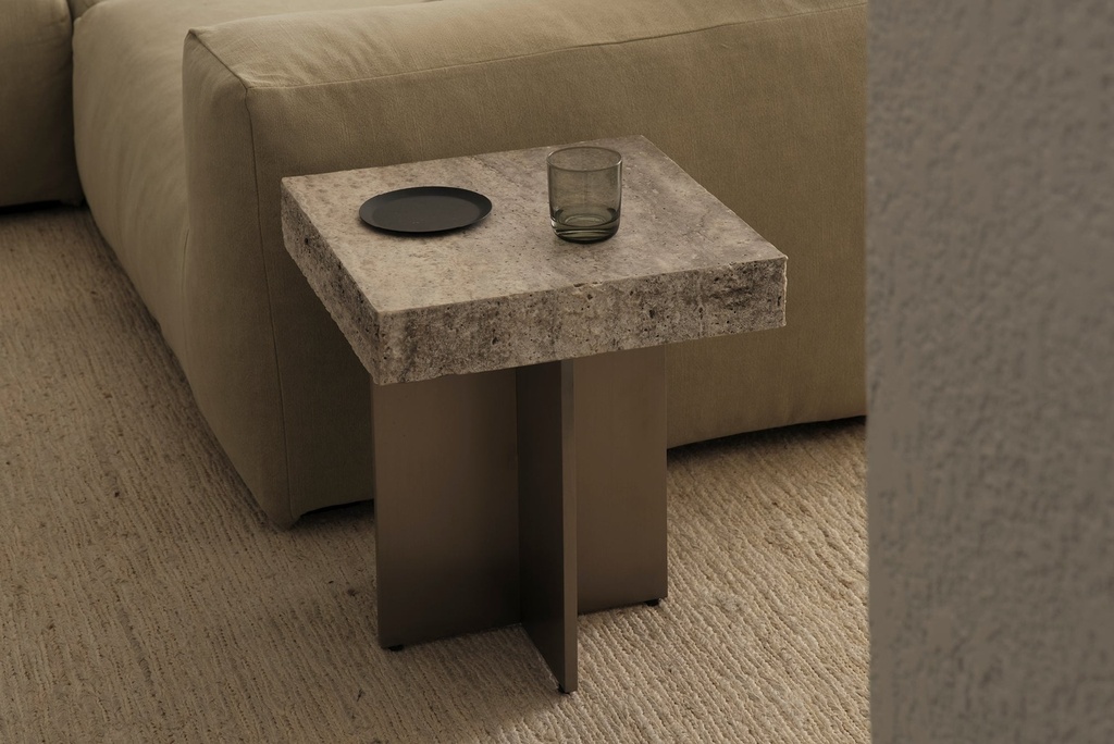 [1232M-3-49-09] Zaha Travertine Side Table