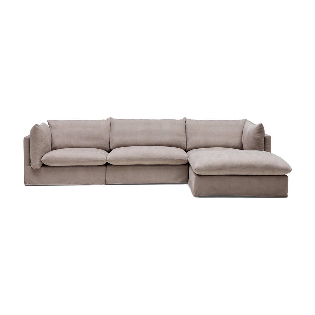 [F729] Mia Modular Sofa Oatmeal 3 Seat with Ottoman