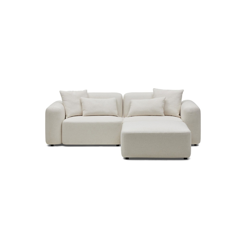 [F696B] Pascal Modular Sofa Ivory White 2 Seat with Ottoman