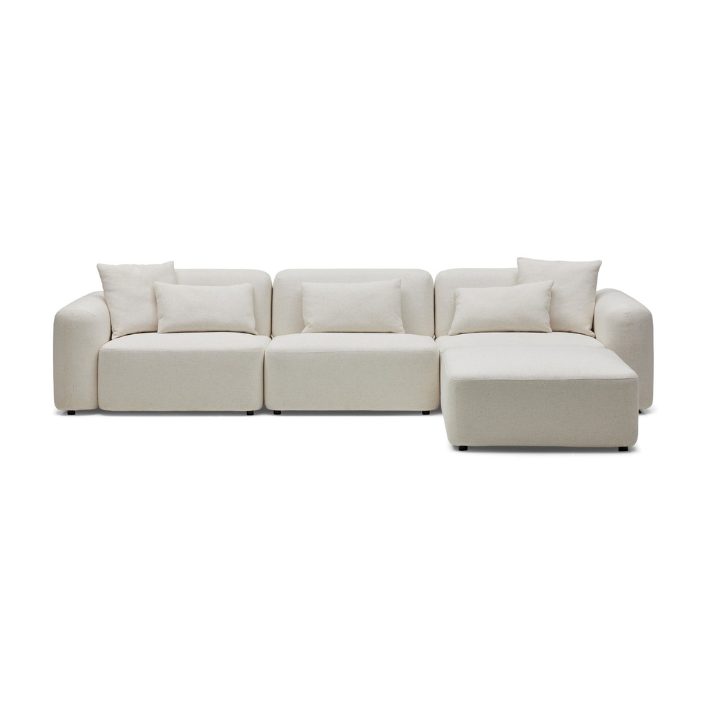 [F697B] Pascal Modular Sofa Ivory White 3 Seat with Ottoman