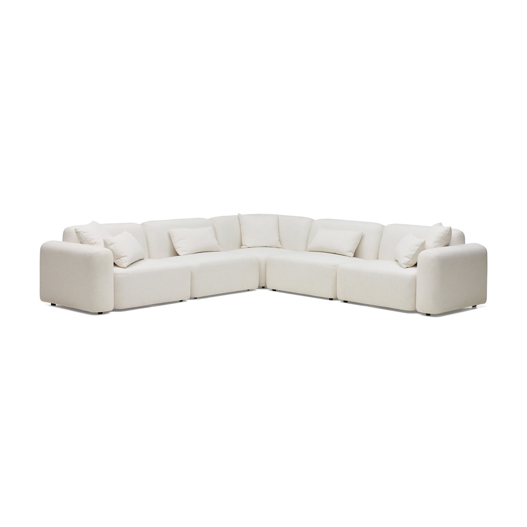 [F775] Pascal Modular Sofa Ivory White 5 Seat Corner