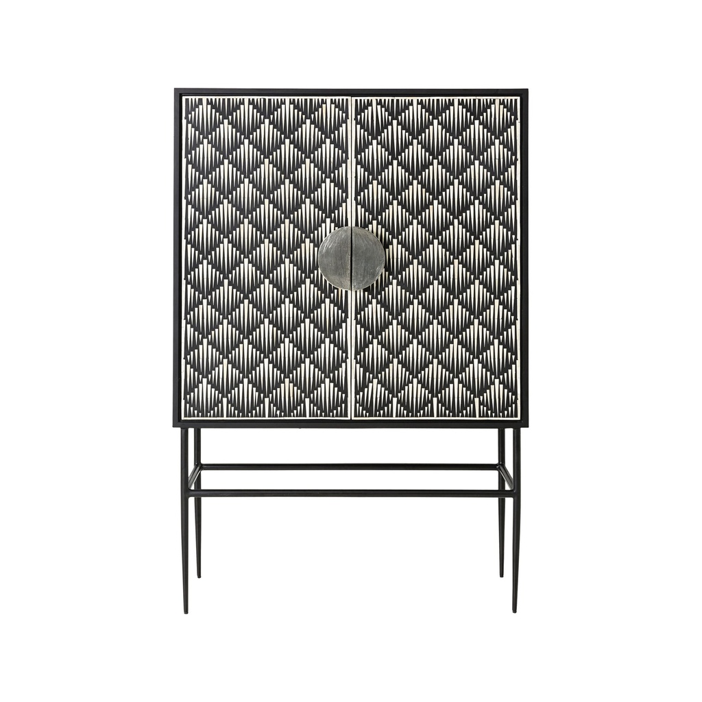 [A217] Tasma Bone Inlay Cabinet Pewter
