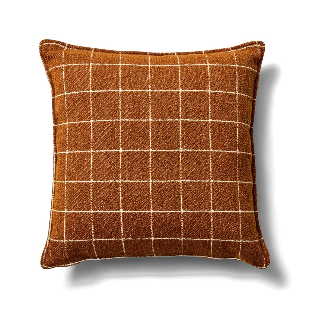 [C746] Terracotta Grid Cushion 50 x 50