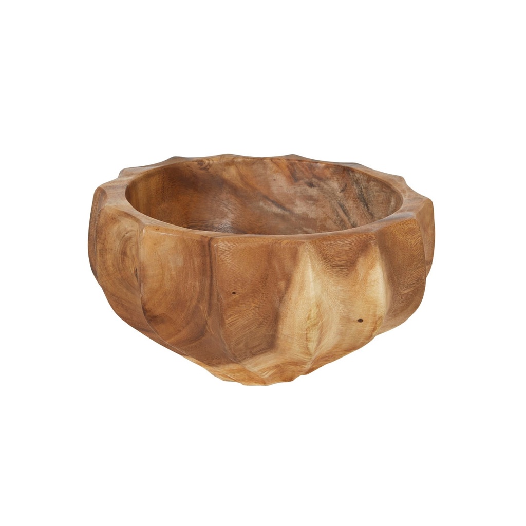 [ACADIA-RIPPLE-BOWL-LARGE-NATURAL-TEAK-DEC-ARDI-RIPP-BOWL-LG] Acadia Ripple Bowl Large - Natural Teak