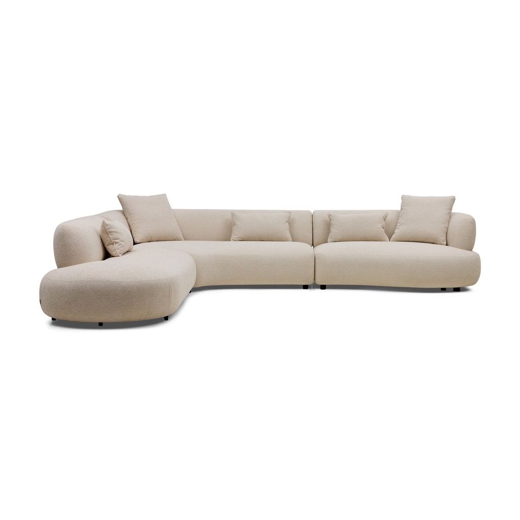 [F765] Beni Sectional Sofa Beige Left Chaise