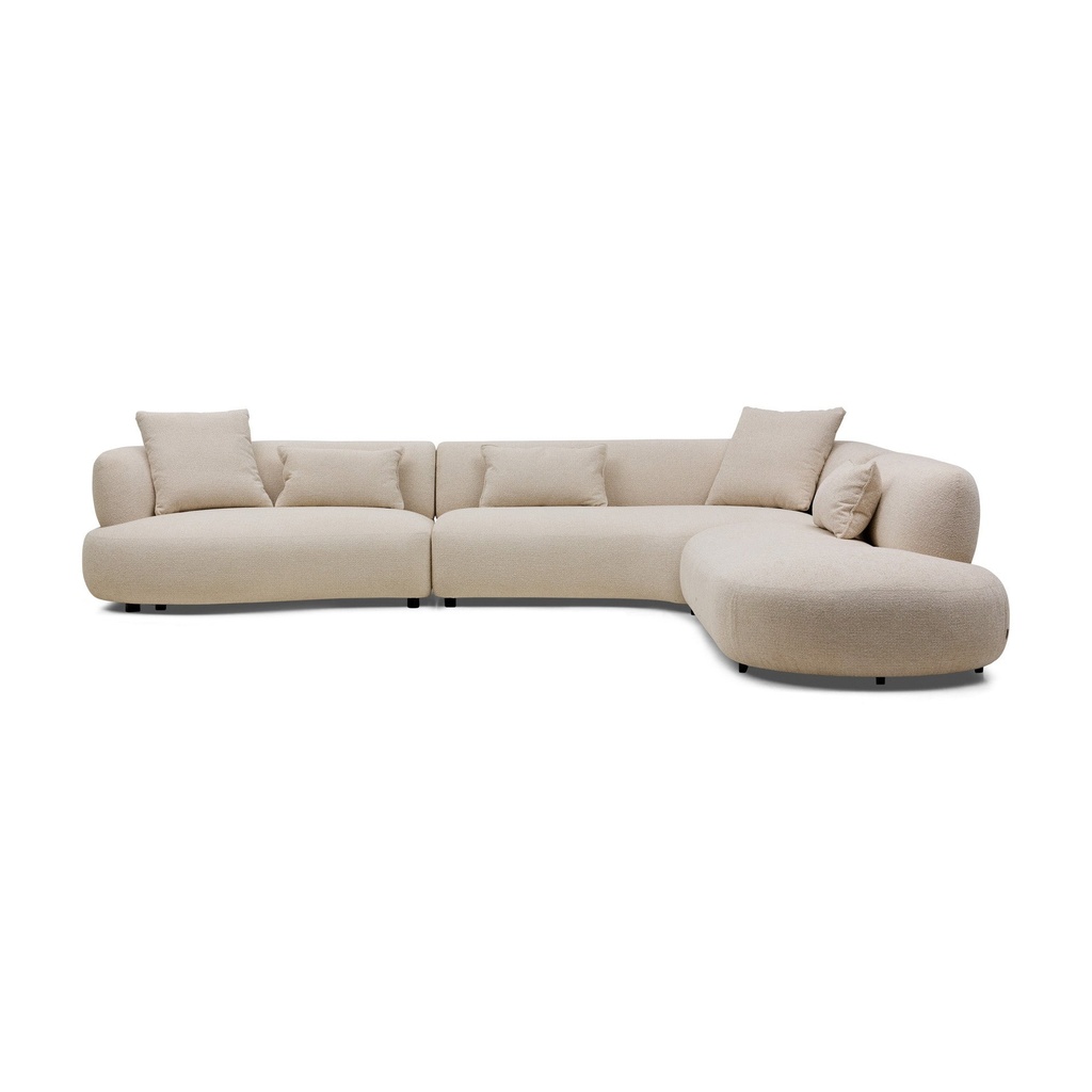 [F798] Beni Sectional Sofa Beige Right Chaise