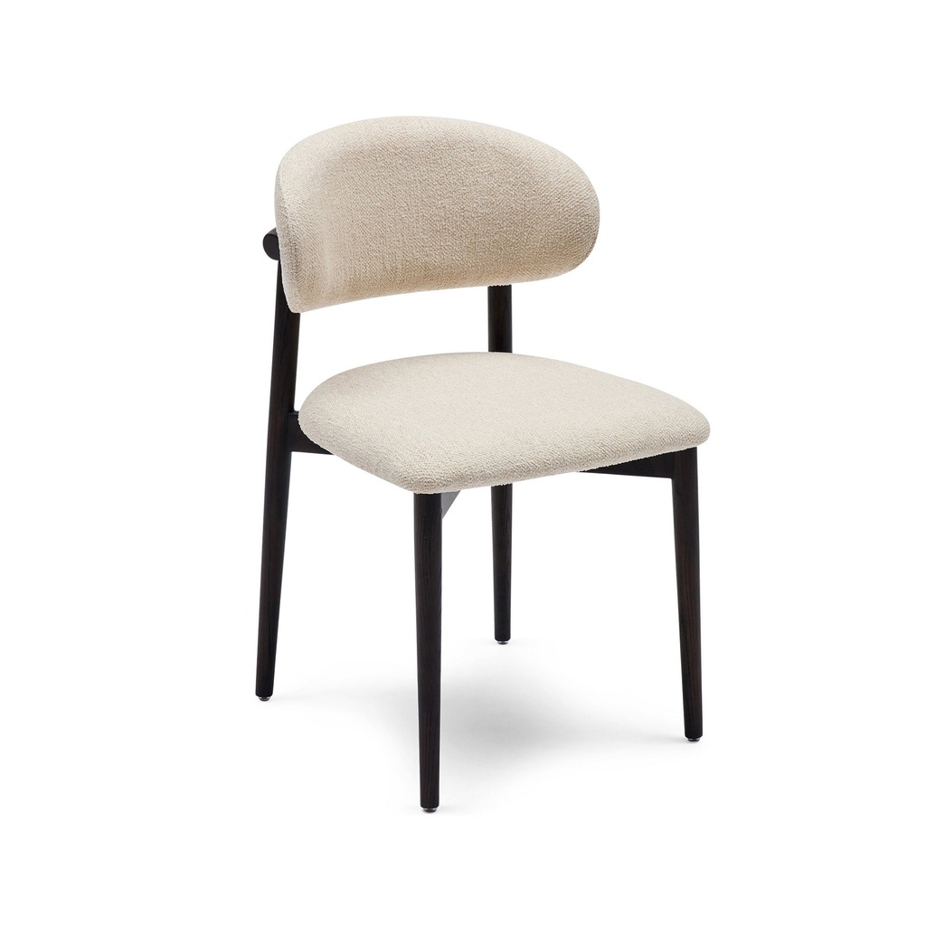 [F839] Nola Dining Chair Soft Ecru Walnut