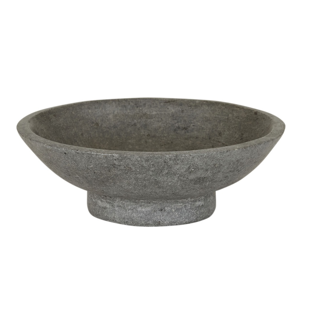 [ACADIA-RIVER-STONE-FOOTED-BOWL-GREY-DEC-ARDI-RIV-STN-FTED-BOWL] Acadia River Stone Footed Bowl - Grey