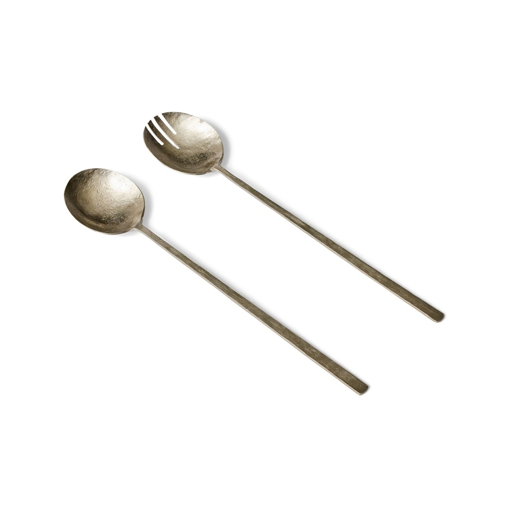 [I330] Beesh Iron Salad Servers Pewter