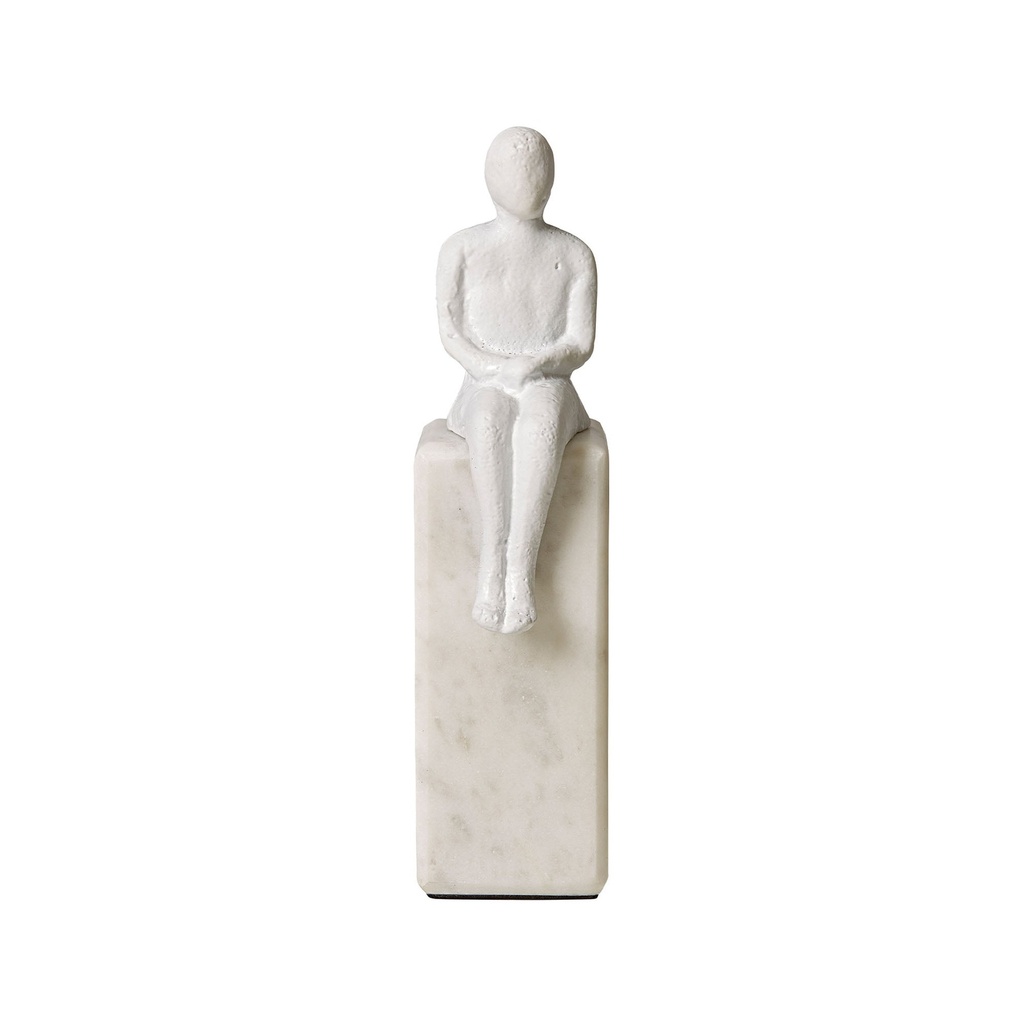 [I353] Banswara Sitting Man Bookend White