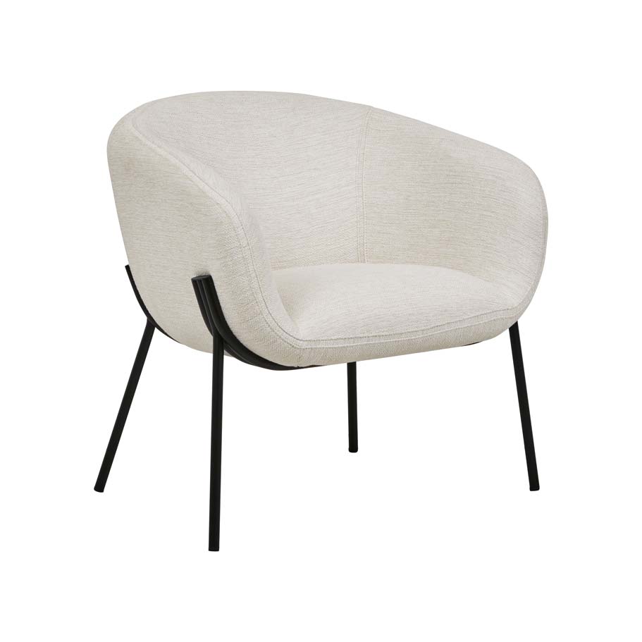 [ALBIE-OCCASIONAL-CHAIR-NATURAL-WHITE-TWEED-BLACK-METAL-CH-ALBIE-OCC-BLACK-METAL] Albie Occasional Chair - Natural White Tweed - Black Metal