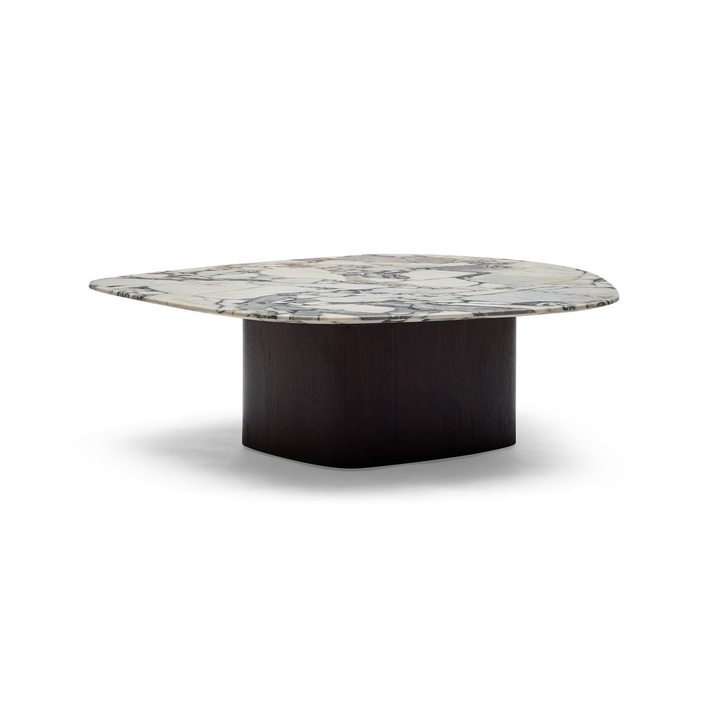 [I572] Lola Coffee Table Walnut Tempest Marble Large