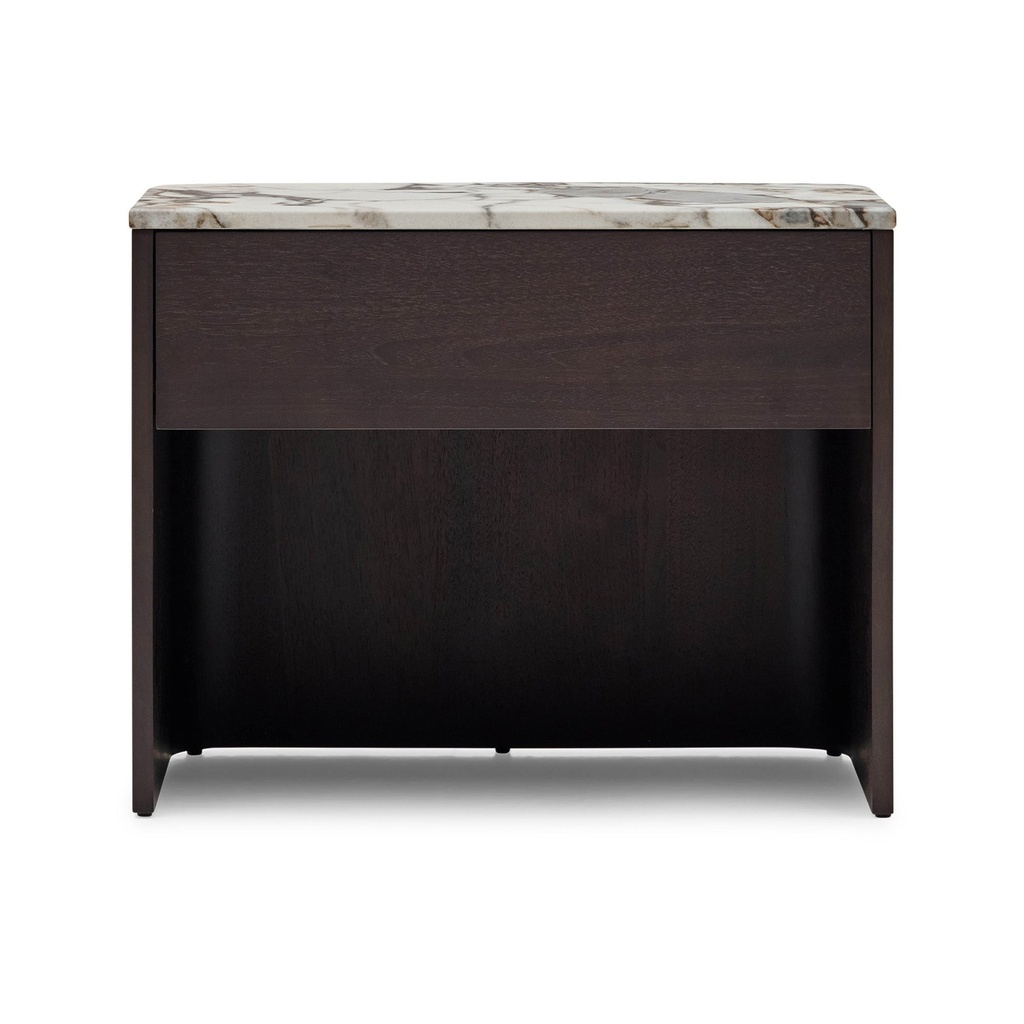 [I598] Lola Bedside Walnut Tempest Marble Grande