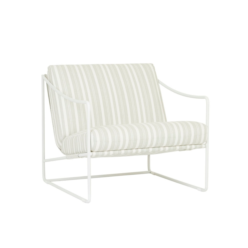 [ALLEGRA-OUTDOOR-SOFA-CHAIR-VERDANT-STRIPE-ALUMINIUM-WHITE-SOF-ALLE-OUT-1S-ALUMINIUM-WHITE] Allegra Outdoor Sofa Chair - Verdant Stripe - Aluminium White