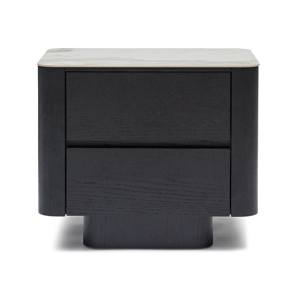 [I919] Clio Bedside Black White Marble Ceramic