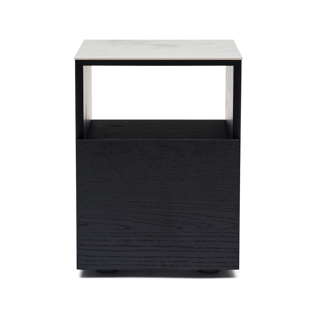 [I951] Tia Bedside Black White Marble Ceramic