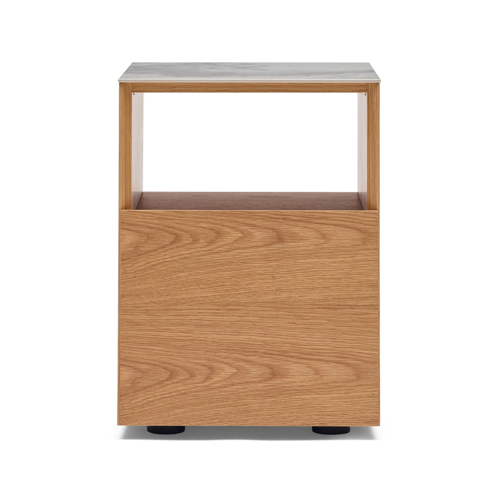 [I987] Tia Bedside Natural White Marble Ceramic