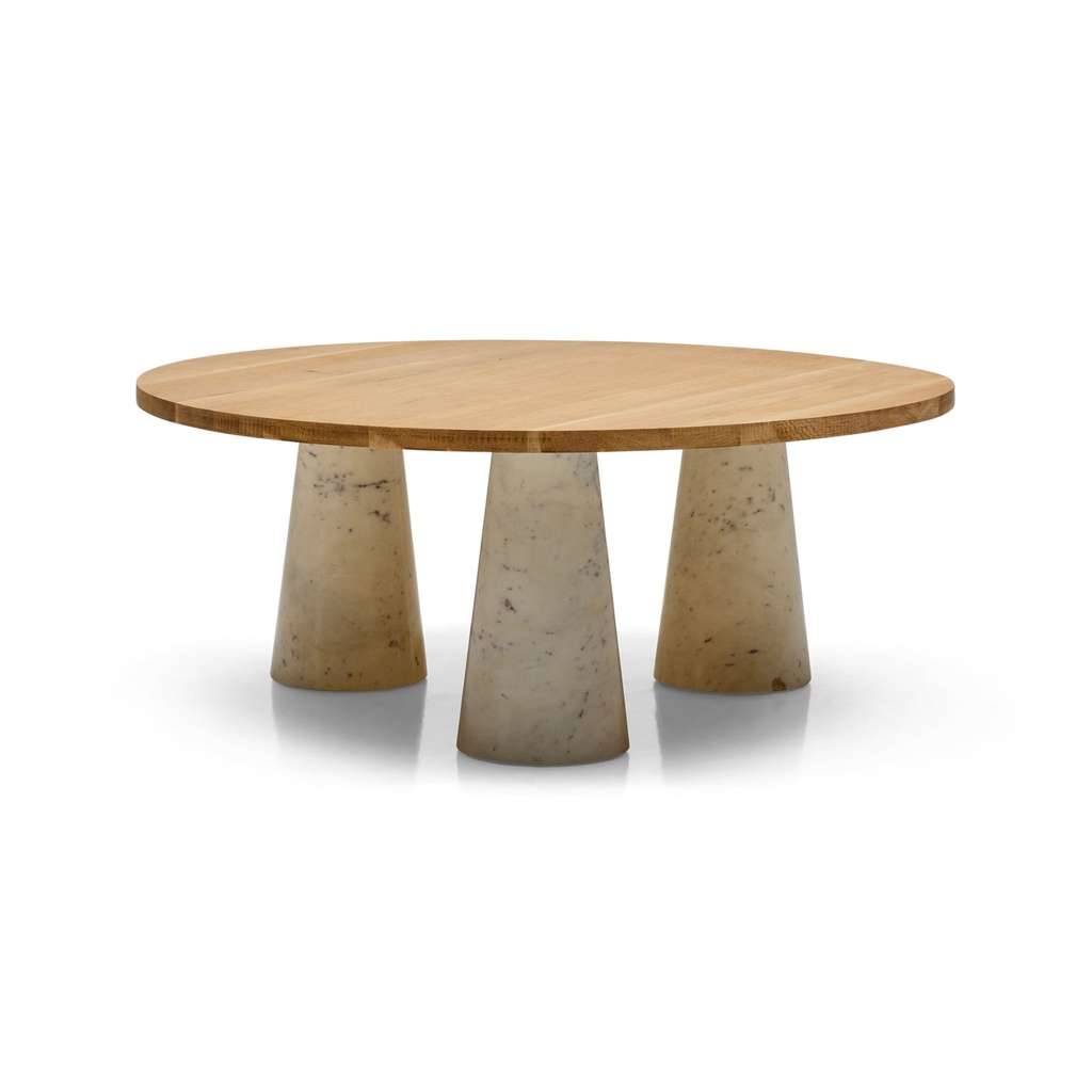 [SA350] Beau Coffee Table White Banswara Marble Honey Oak Sample