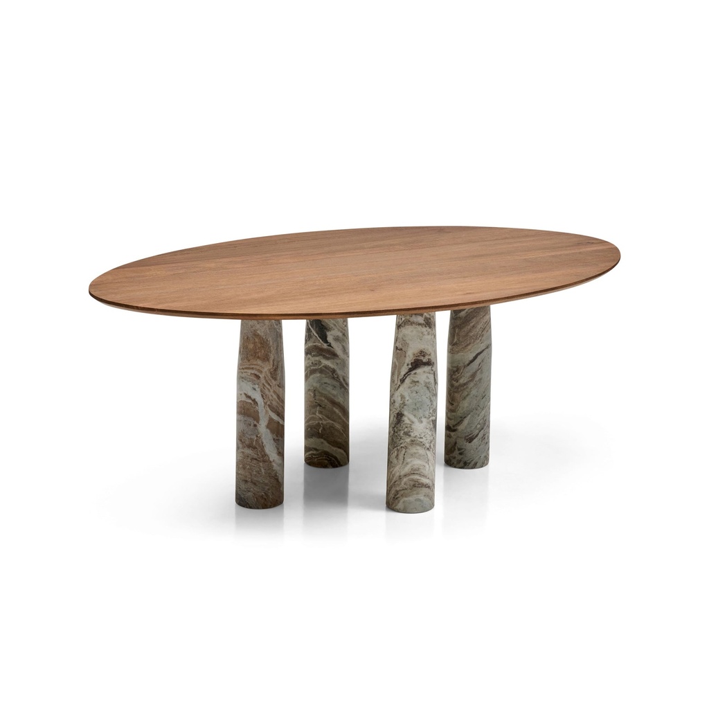 [SA352] Bolo Dining Table Brown Rainforest Marble Sample