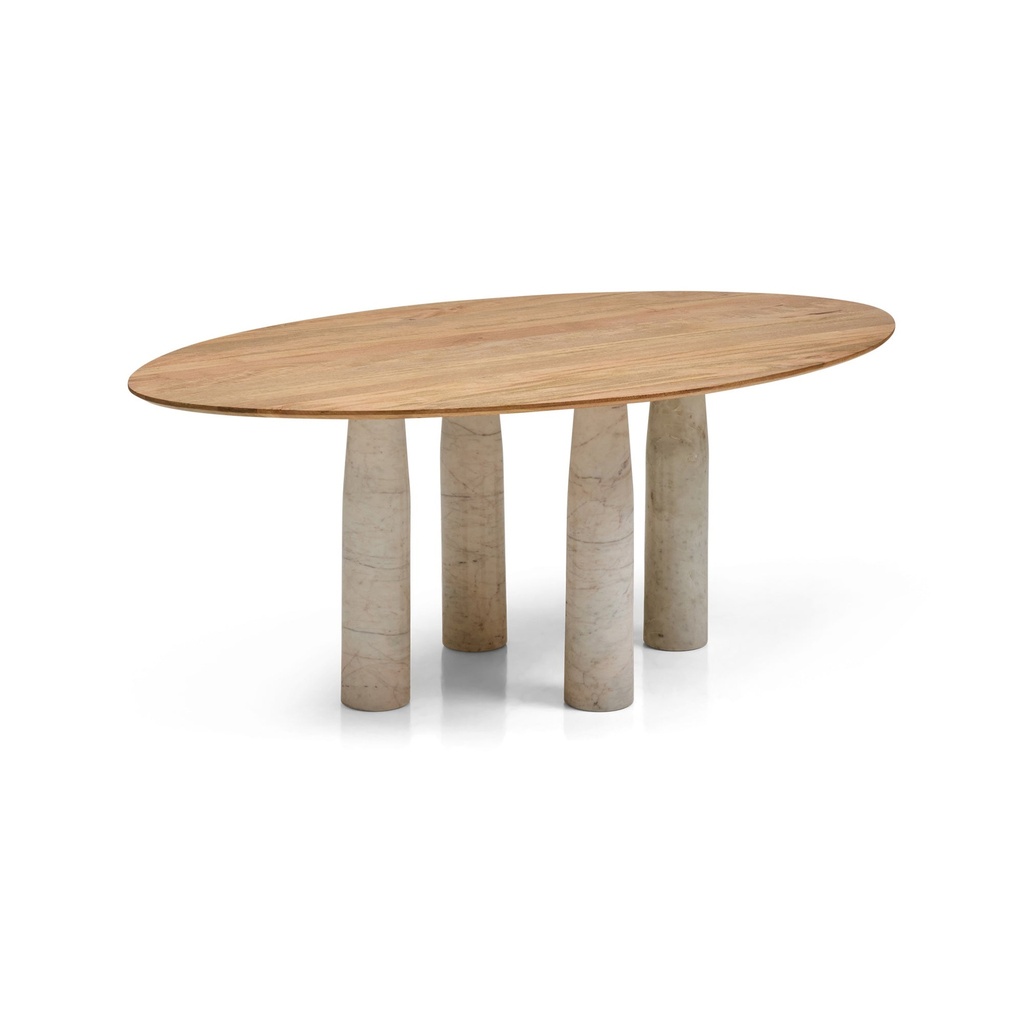 [SA353] Bolo Dining Table White Banswara Marble Sample