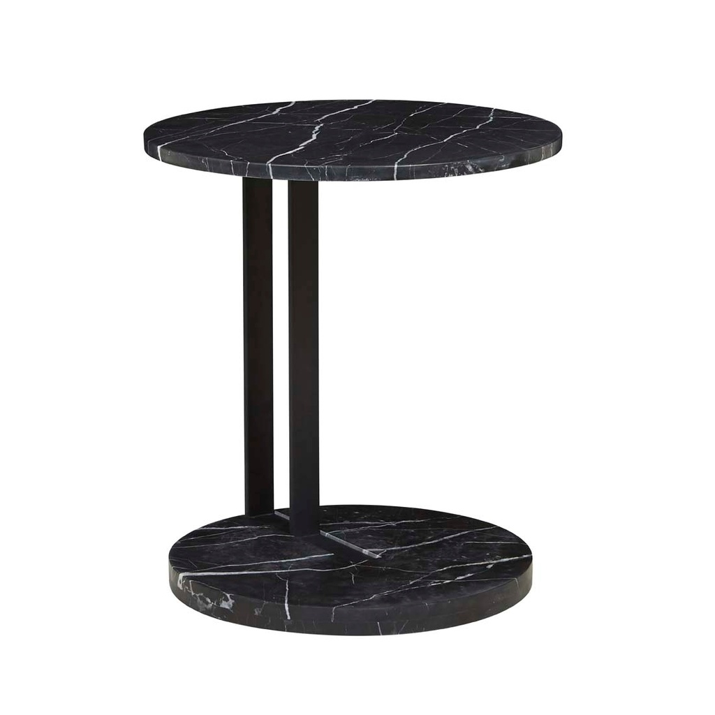 [AMARA-LINEAR-SIDE-TABLE-MATT-BLACK-MARBLE-BLACK-LTO-AMAR-LIN-BLACK] Amara Linear Side Table - Matt Black Marble - Black